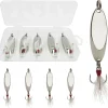 Fishing Spoons Fishing Lures Casting Spoon Metal Jig Lure Trout Lures for Freshwater/Saltwater, Reflective Spoons Bait with Treble Hooks Fishing Tackle 0.17 oz - 0.63 oz 5 Pcs