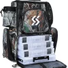 Fishing Tackle Backpack Waterproof Tackle Bag Storage with 4 Trays Tackle Box and Protective Rain Cover for Camping Hiking - Camouflage