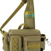 Fishing Tackle Bag - Fly Fishing Sling Pack Portable Fanny Pack with D-Rings and Waist Strap - Khaki