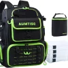 Fishing Tackle Bag Backpack with 2 Rod Holders, 4 Tackle Boxes, Rain Cover & Small Insulated Bag, Large Fishing Backpack for Fish Gear & Equipment