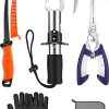 Fishing Tool Kit - Fishing Pliers, Hook Remover, Fish Gripper?Fish Scale, Fish Knife, Saltwater Fishing Gear with Sharpeners, Best Gifts for Men