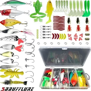 Fishing Topwater Lures Fishing Lures Kit for Freshwater Soft Plastic Lures Fishing Accessories Tackle Boxes Fishing Spoons Swimbaits Minnow Popper Crankbait VIB