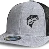 Fishing Trucker Hats for Men Women,Embroidered Fish Logo Baseball Cap Outdoor Snapback, Adjustable Hat with Fish on It,Mesh Grey Black