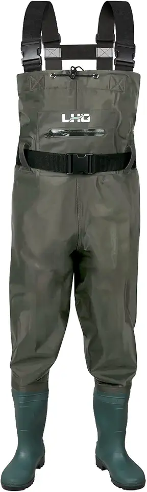 Fishing Waders Waterproof Bootfoot Chest Waders 2-Ply 420D Nylon/PVC Duck Hunting Wader for Men Women