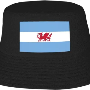 Flag of The Welsh Colony in Patagonia Bucket Hat for Men Women Outdoor Summer Beach Travel Fishing Cap Black