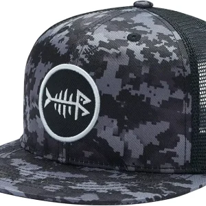Flat Brim Trucker Cap Adjustable Snapback Hat Mesh Back for Men Women