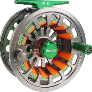 FLK II Fly Fishing Reel Aluminum Trout 3/5, 5/7, 7/9wt Large Arbor Freshwater Fly Reel with Line.