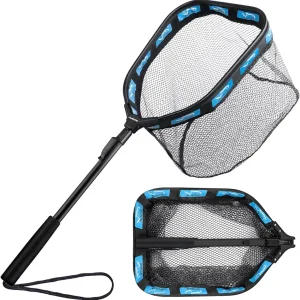 Floating Fishing Net for Steelhead, Salmon, Fly, Kayak, Catfish, Bass, Trout Fishing, Rubber Coated Landing Net for Easy Catch & Release, Compact & Foldable for Easy Transportation & Storage