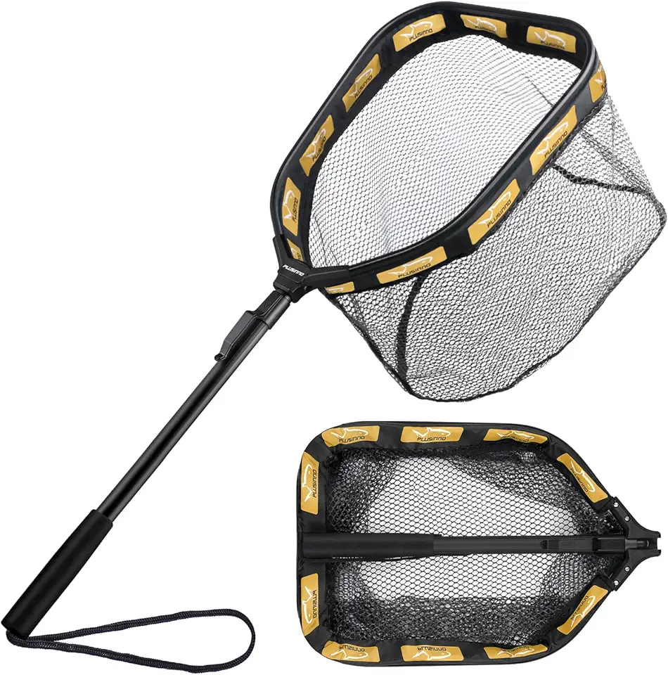 Floating Fishing Net for Steelhead, Salmon, Fly, Kayak, Catfish, Bass, Trout Fishing, Rubber Coated Landing Net for Easy Catch & Release, Compact & Foldable for Easy Transportation & Storage