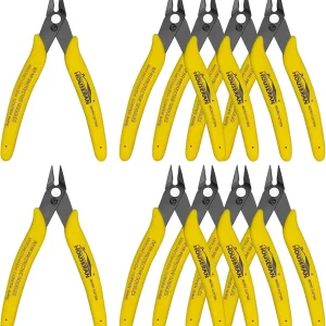 Flush Cutters, 10 Pack, 5 Inch Micro Flush Cut Pliers with Spring, Side Cut Nippers, Mini Wire Cutters Model Nippers Flush Cutters for Jewelry Making, Plastic Models, Zip Ties, Electronics