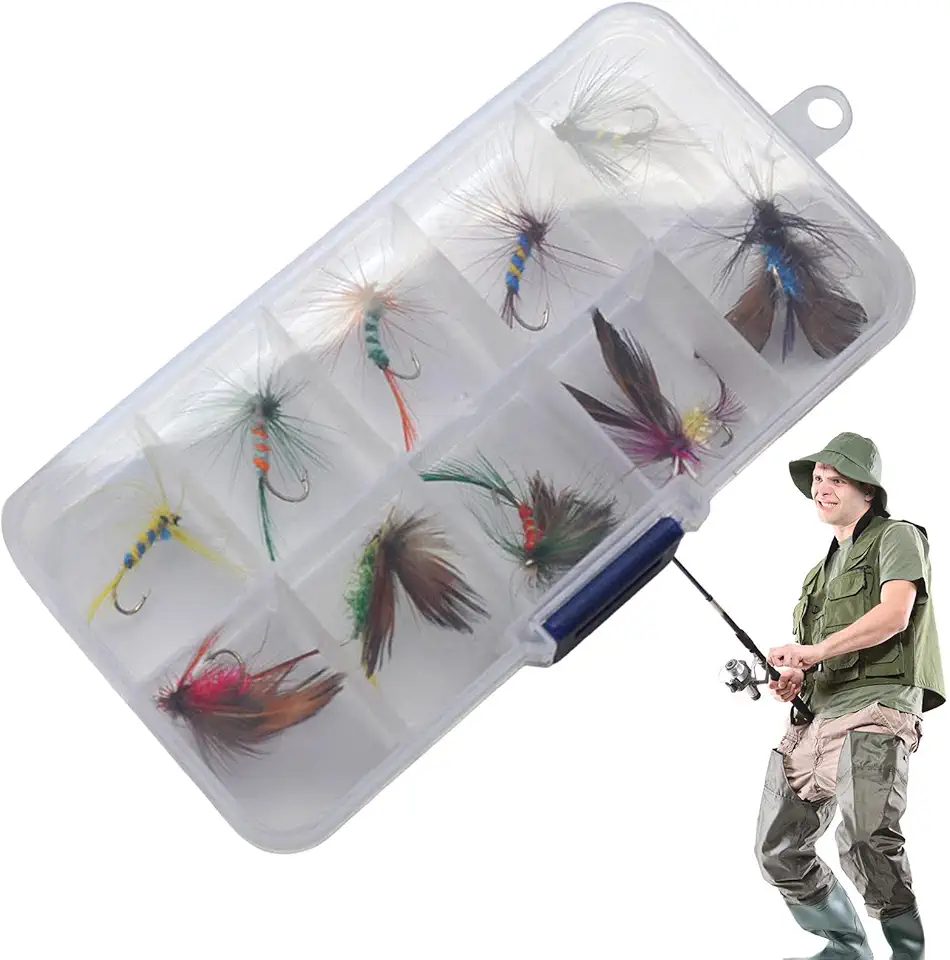 Fly Assortment Trout Hook | Realistic Lures Hook Fly Assortment | Portable Sturdy Fly Fishing Kit for Saltwater Freshwater Fishing Enthusiasts