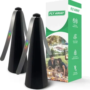 Fly Away - 2 Pack Fly Fans for Tables, Indoor or Outdoor Use, Ideal for Restaurants, BBQs, Events. Deter Flies, Wasps, Bees, Moscas, and Bugs. Battery Operated with Tabletop and Hanging Hook Option.