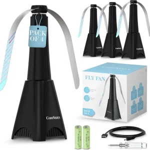 Fly Fans for Tables (4 PCS) - Soundless Fly Swatter Fan for Outdoor Restaurant, Marina, BBQ and Picnic