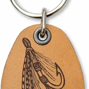 Fly Fishing - Genuine Leather Keychain - Hobby Key Fobs