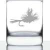 Fly Fishing - Whiskey Rocks Glass - Unique Flyfishing Themed Gifts for Fishermen - 10.25 Ounce