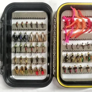 Fly Fishing 54 Nymph Flies Assortment BH Wet Fly for Trout Flyfishing with Waterproof Fly Box