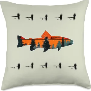 Fly Fishing Apparel & Decor Rising Trout Flies by Black Fly Throw Pillow