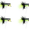 Fly Fishing Bass Popper, Qty. 4 Bass Flies - Topwater Lure Size 1/0 and Size 2