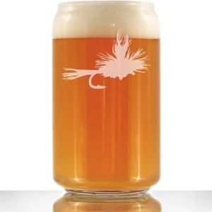 Fly Fishing Beer Can Pint Glass - Unique Flyfishing Themed Gifts for Fishermen - 16 oz Glasses