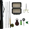 Fly Fishing Combo Starter Kit 4 Piece 9' Rod & Reel, Fly Box, Rod Case, Stainless Forceps Combo Starter Package