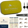 Fly Fishing Flies - Fly Fishing Accessories - Fishing Kit, Trout Lures, Topwater Bass Lures, Popper Fishing Lure, Freshwater Fishing Lures, Gear (Fly Box Plus 30 Premium Hand Tied Dry and Wet Flies)