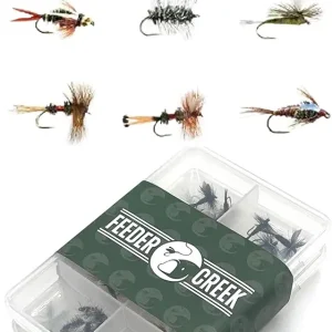 Fly Fishing Flies | 72 Flies for Fly Fishing in 9 Patterns | Trout Flies | Wet Flies and Dry Flies for Trout Fishing | 9 Patterns of Fishing Flies with Fly Box