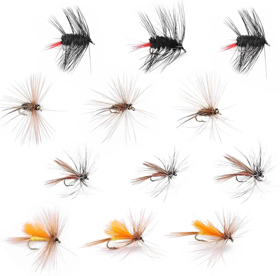 Fly Fishing Flies Assortment, 12/24PCS Hand Tied Dry Wet Nymphs Streamer Fishing Flys for Trout Bass Fly Fishing Lures