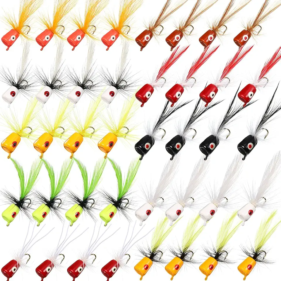Fly Fishing Flies Fly Poppers Panfish Poppers Dry Flies Fishing Popper Lures for Trout Salmon Bass
