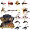 Fly Fishing Flies Kit, 50/114Pcs Handmade Fly Fishing Gear with Dry/Wet Flies, Streamers, Fly Assortment Trout Bass Fishing with Fly Box (114Pcs/Set-11 Mixed Styles)