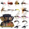Fly Fishing Flies Kit, 50/114Pcs Handmade Fly Fishing Gear with Dry/Wet Flies, Streamers, Fly Assortment Trout Bass Fishing with Fly Box (114Pcs/Set-11 Mixed Styles)