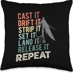 Fly Fishing Fly Rod Casting Trout Steps Repeat Fishing Lover Throw Pillow