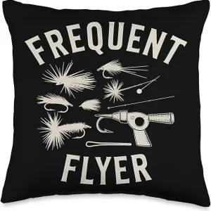 Fly Fishing Frequent Flyer Fisherman Fly Rod Lure Throw Pillow