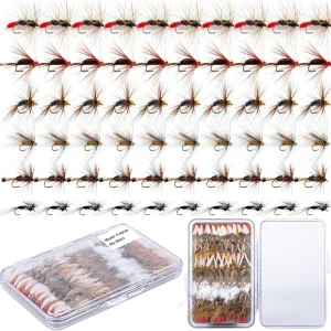 Fly Fishing Kit - Dry, Wet, Streamers, Nymphs Flies for Trout, Bass, Steelhead, Salmon - Lures With Box, Assortment Kit - Fishing Gifts for Men