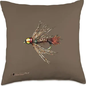 Fly Fishing Mayfly Jig Nymph, Fly Tying Trout Flies Throw Pillow