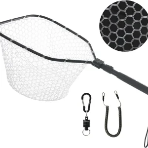 Fly Fishing Net, Bass Trout Landing Net, Folding Fishing Nets Fresh Water, Safe Fish Catching or Releasing, Fly Fishing net Magnetic Release