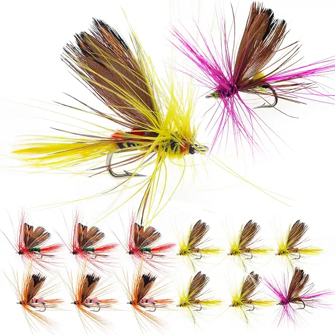 Fly Fishing Poppers Topwater Fishing Lures Assortment Kit Dry Wet Flies for Bass Trout Bluegill Panfish Salmon
