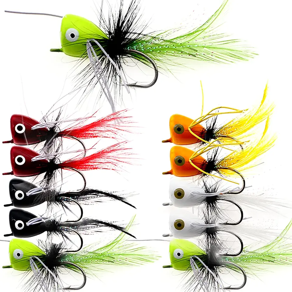 Fly Fishing Poppers Topwater Fishing Lures Assortment Kit Dry Wet Flies for Bass Trout Bluegill Panfish Salmon