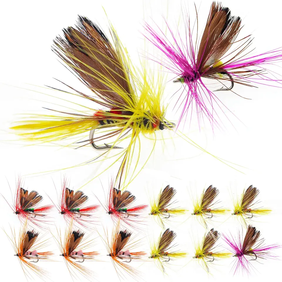 Fly Fishing Poppers Topwater Fishing Lures Assortment Kit Dry Wet Flies for Bass Trout Bluegill Panfish Salmon