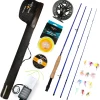 Fly Fishing Rod and Reel Combo - 3/5/8 WT Starter Kit with 4-Piece Fly Rod