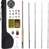 Fly Fishing Rod and Reel Combo 4-Piece Fly Fishing Rod 5wt Aluminum Fly Reel 28 Pieces Flies Kit with Free Rod Tip,Backing,and Cloth Carry Bag