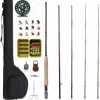 Fly Fishing Rod and Reel Combo 4-Piece Fly Fishing Rod 5wt Aluminum Fly Reel 28 Pieces Flies Kit with Free Rod Tip,Backing,and Cloth Carry Bag
