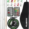 Fly Fishing Rod and Reel Combo, 4 Piece Lightweight Ultra-Portable Graphite Fly Rod 5/6 Complete Starter Package with Carrier Bag