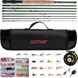 Fly Fishing Rod and Reel Combo 9FT 8-Sections Fly Fishing Pole, Pre-Lined Fly Fishing Reel, 80/90 Pcs Fishing Flies with Box, Waterproof and Portable Bag, Fly Fishing Starter Kit