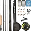 Fly Fishing Rod and Reel Combo Starter Kit, Graphite Fly Rod with Cork Handle, Die Cast Aluminum Reel, Fly Box Case & Fishing Flies and, Carrying Case and Accessories