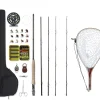 Fly Fishing Rod and Reel Full Kit with Fly Fishing Net Bundle