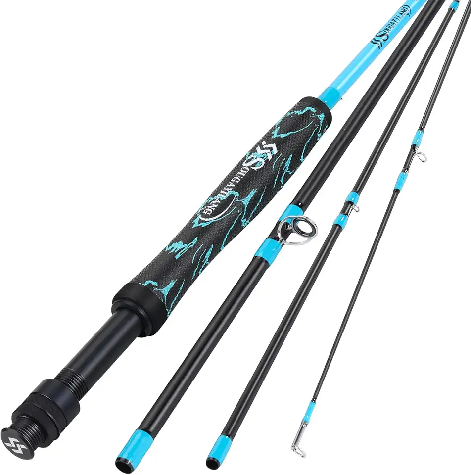 Fly Fishing Rod, Lightweight Ultra-Portable 4 Pieces 5/6wt Graphite 9' Fly Rod for Complete Starter with SuperPolymer Handle