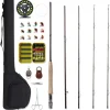 Fly Fishing Rod & Reel Combo Beginner Kit, 4-Piece Rod With Free Rod Tip, 5wt Aluminum Reel, Fly Box Case, Fishing Flies, Extra Backing & Travel Case