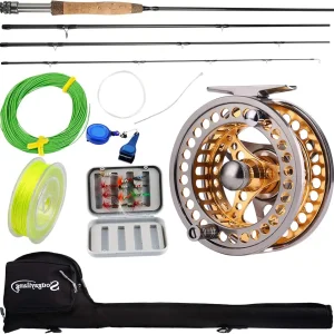 Fly Fishing Rod Reel Combos with Lightweight Portable Fly Rod and CNC-machined Aluminum Alloy Fly Reel,Fly Fishing Complete Starter Package
