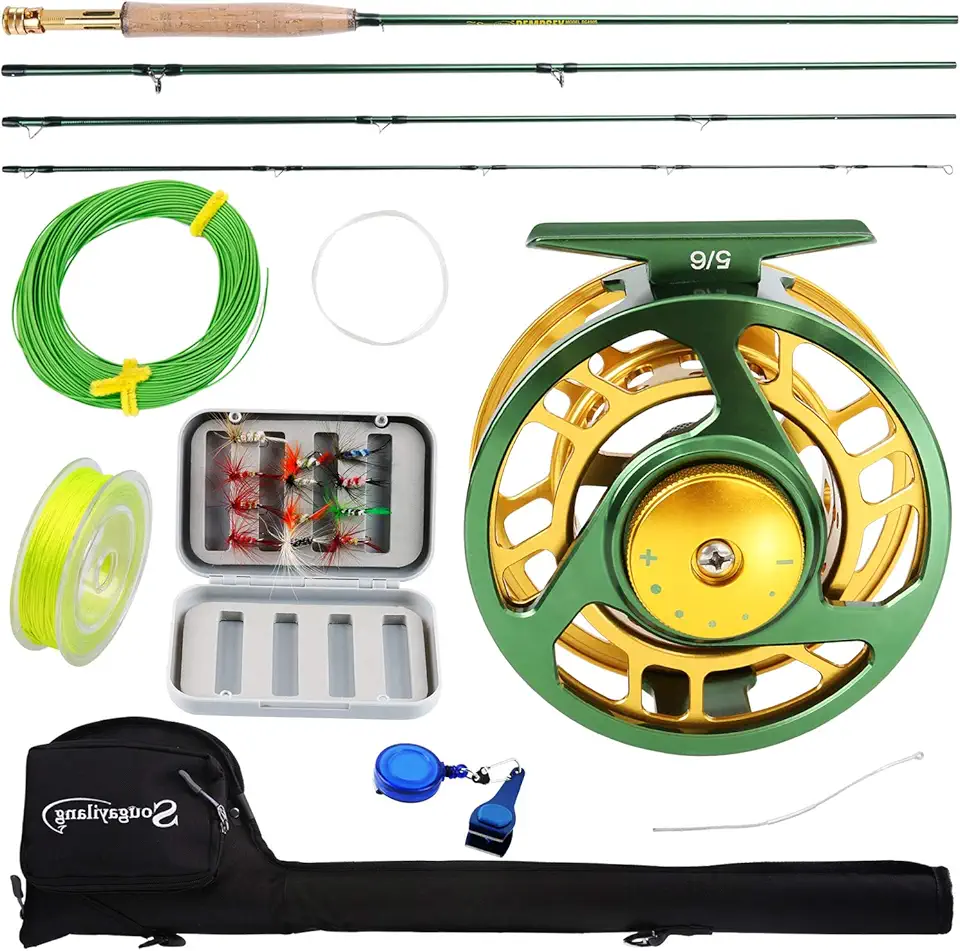 Fly Fishing Rod Reel Combos with Lightweight Portable Fly Rod and CNC-machined Aluminum Alloy Fly Reel,Fly Fishing Complete Starter Package