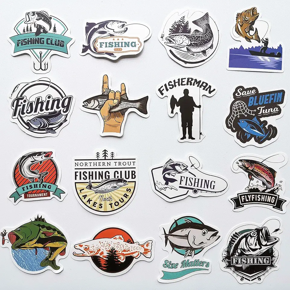 Fly Fishing Stickers Fish Decals for Boats Jumping Trout Bass Sticker for Car Truck RV Tackle Box Sticker
